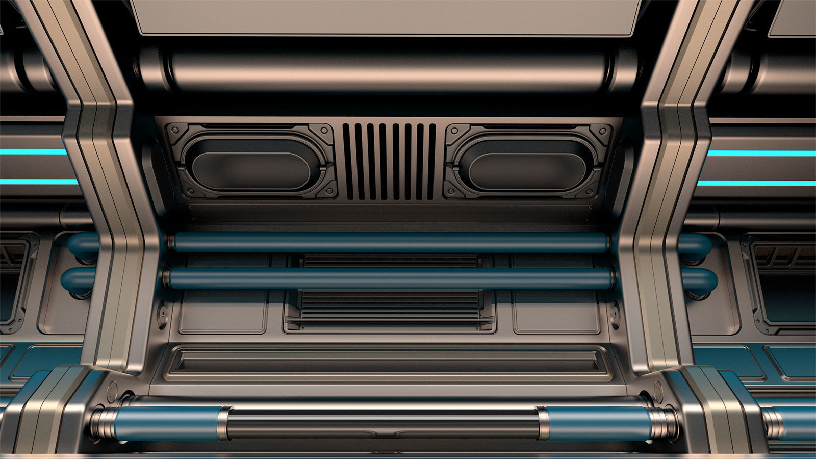 Sci Fi Modular Corridor BASIC EDITION 3D model_3