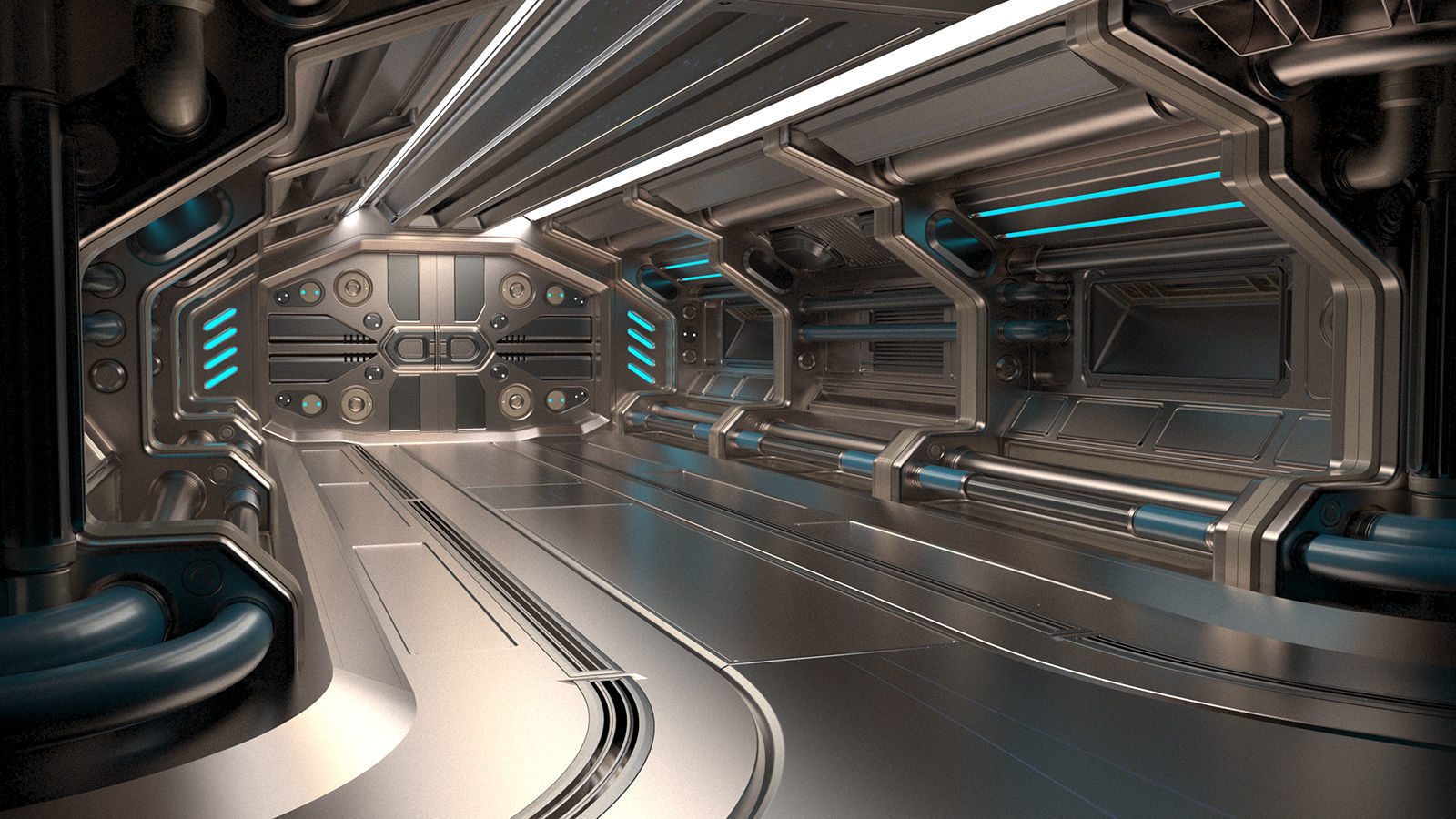 Sci Fi Modular Corridor BASIC EDITION 3D model_13
