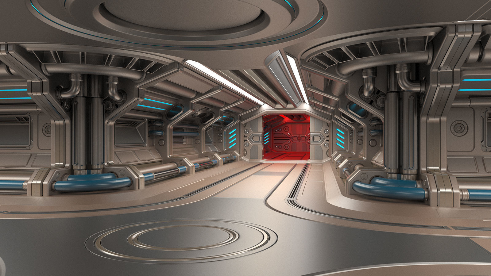 Sci Fi Modular Corridor BASIC EDITION 3D model_15