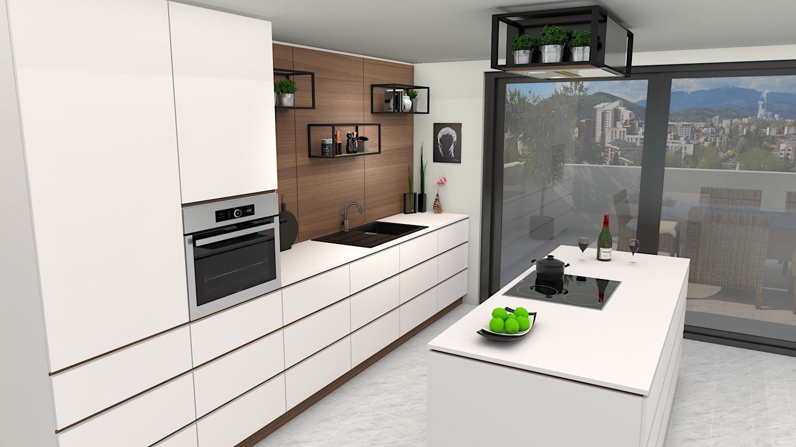 kitchen with island 3d model Low-poly 3D model_1