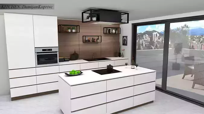 kitchen with island 3d model