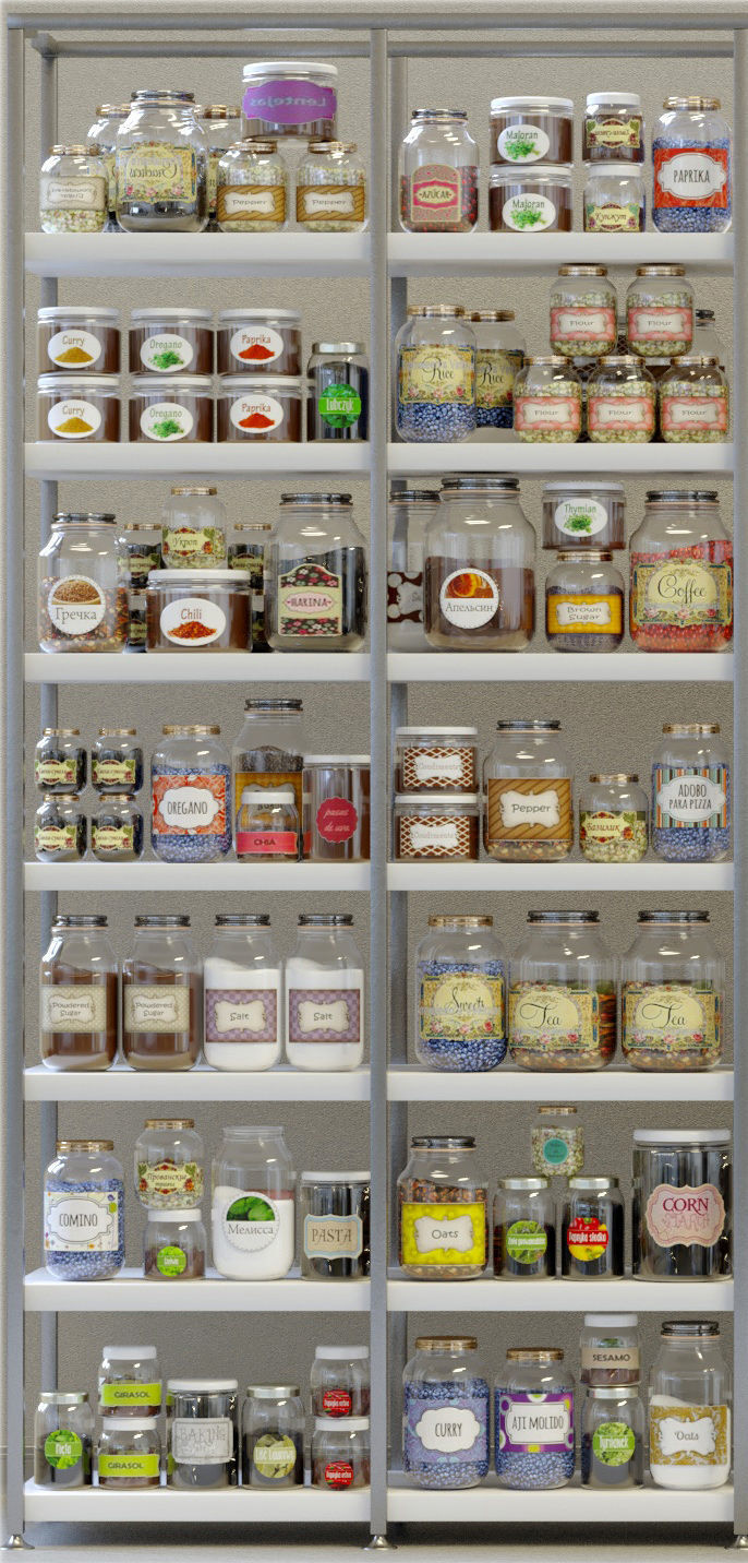 Rack with products cans and spices 3D model_2