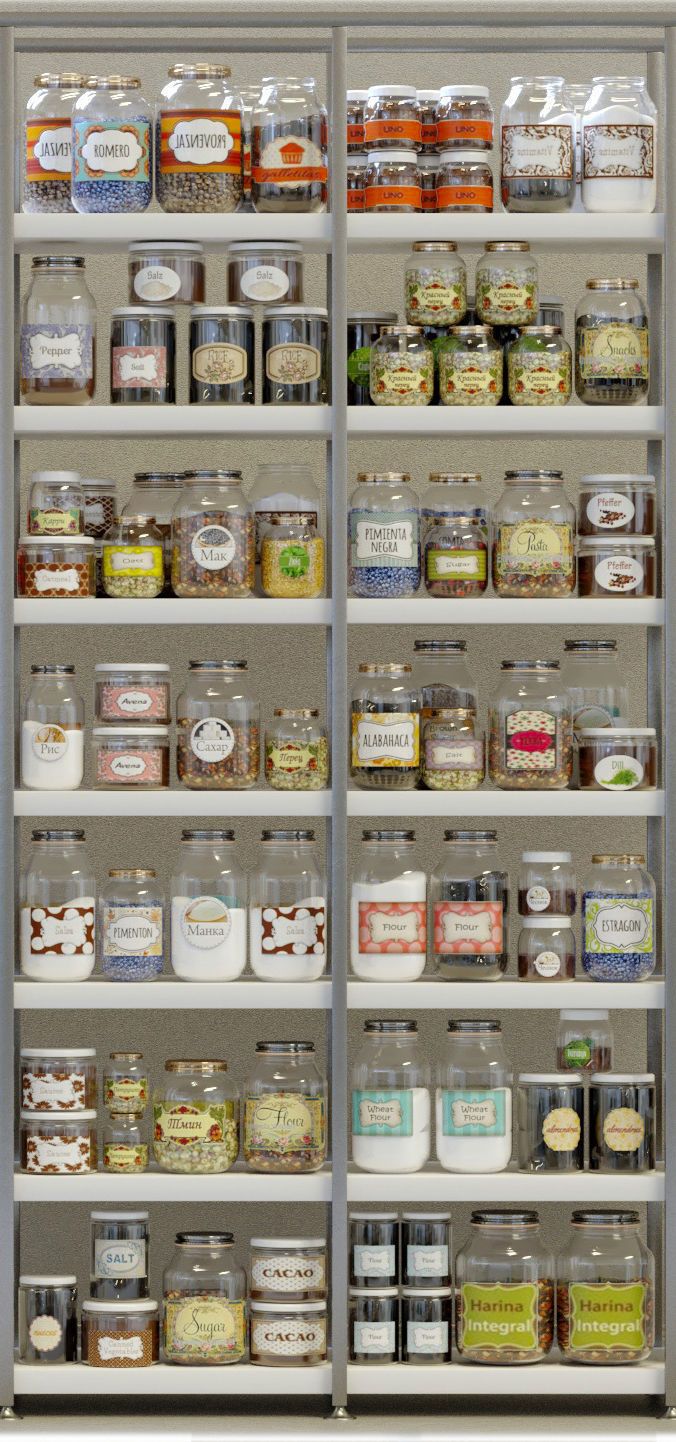 Rack with products cans and spices 3D model_3