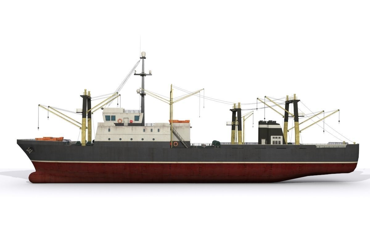Trawler ship Low-poly 3D model_2
