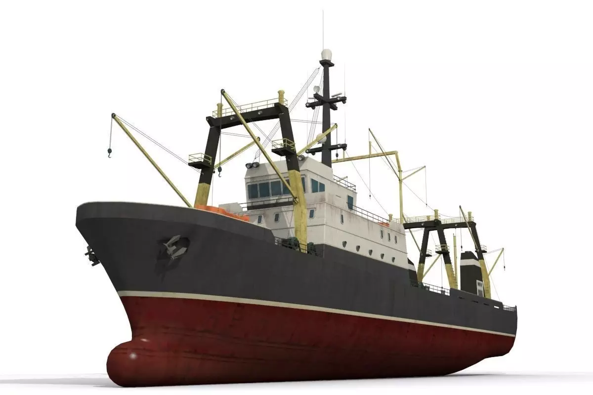 Trawler ship Low-poly 3D model_0