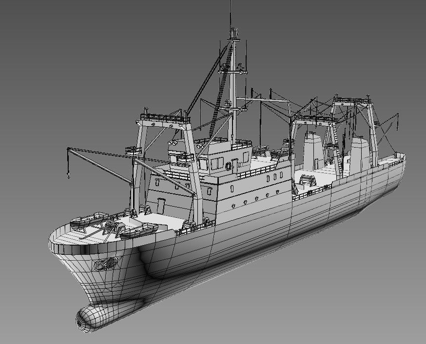 Trawler ship Low-poly 3D model_8