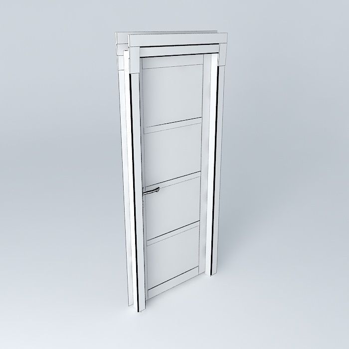 Wood door 2  3D model_4
