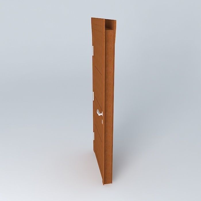 Wood door 2  3D model_2