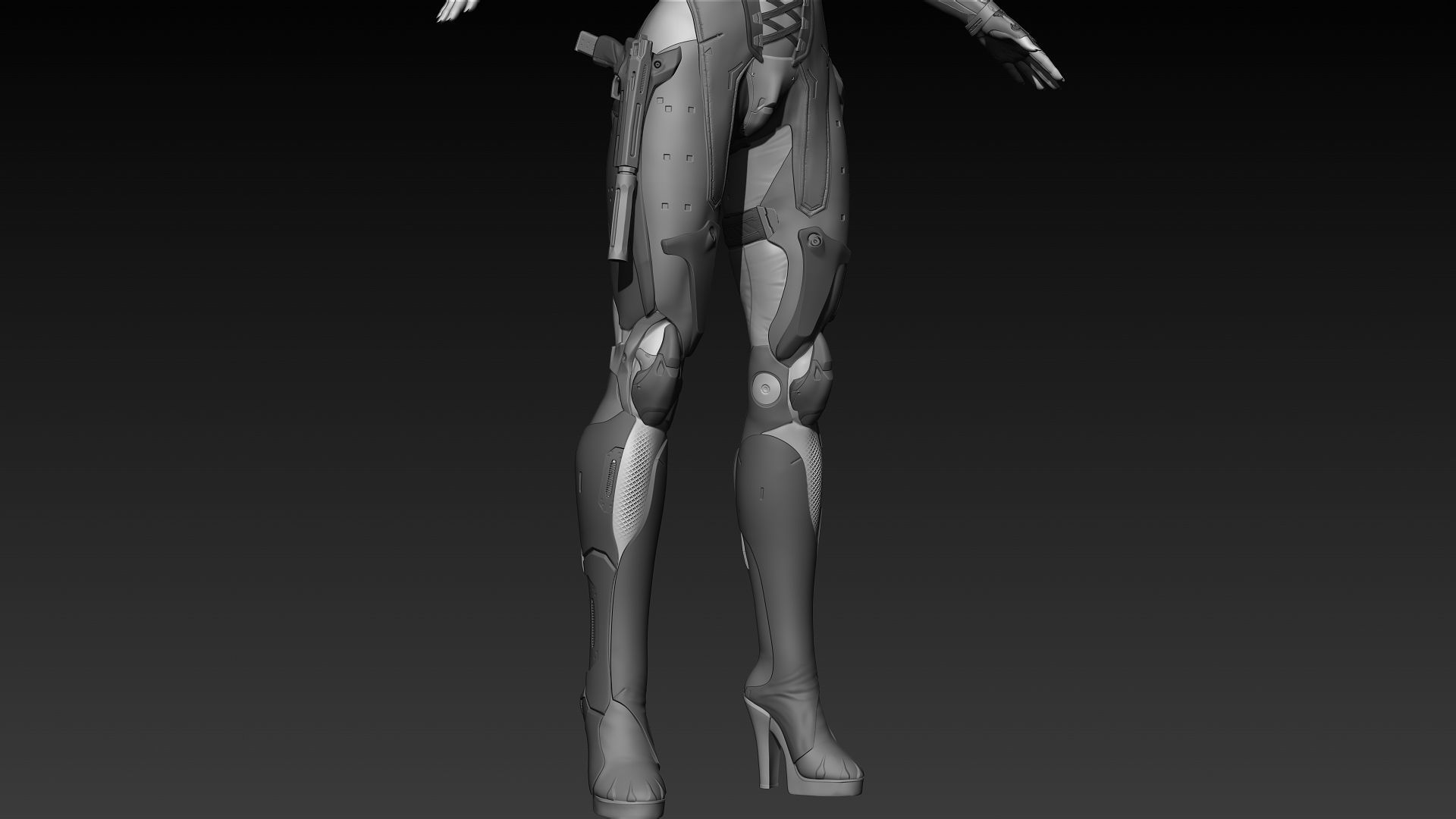 Cyberpunk Female Character 3D model_6