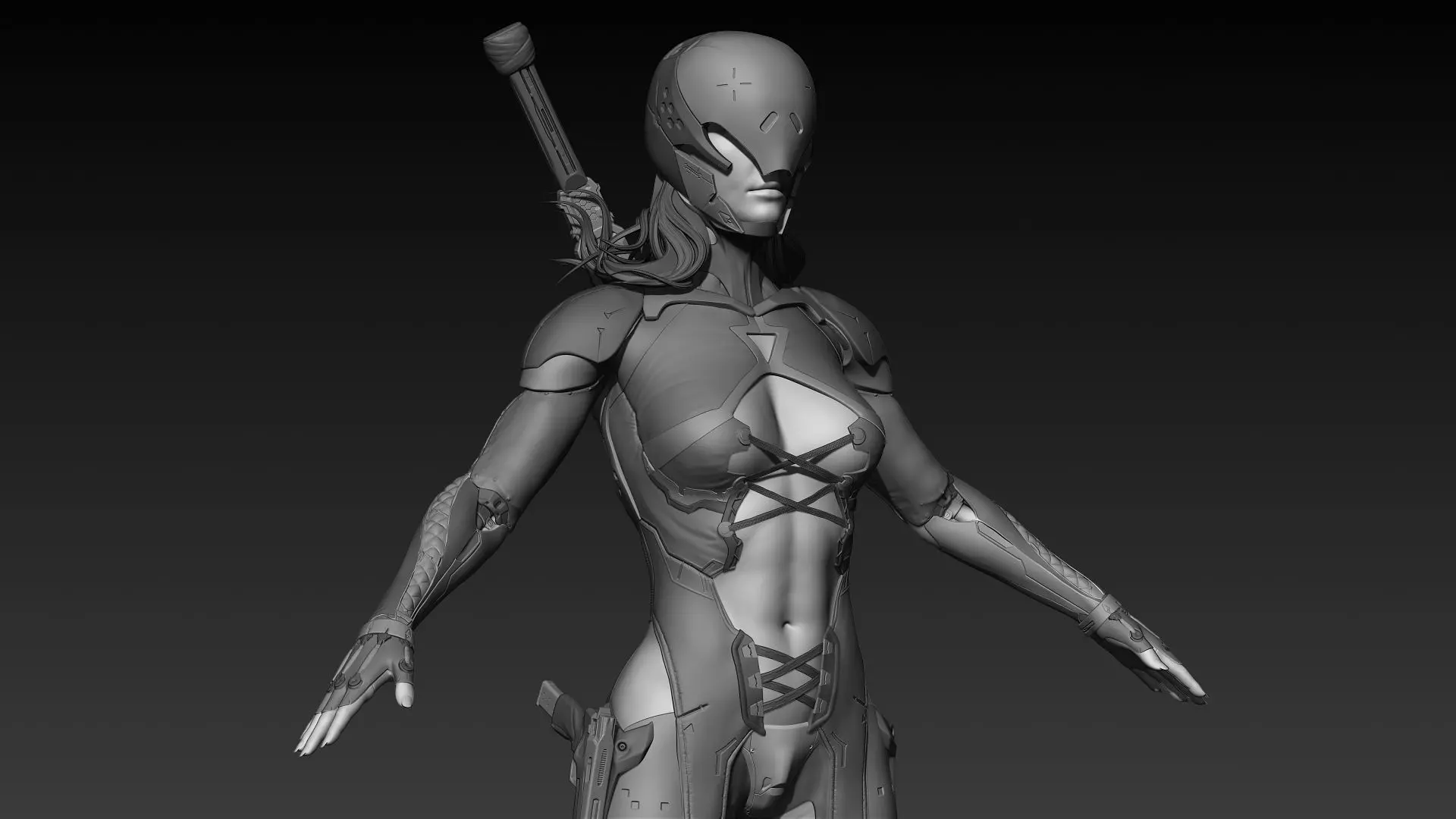 Cyberpunk Female Character 3D model_0