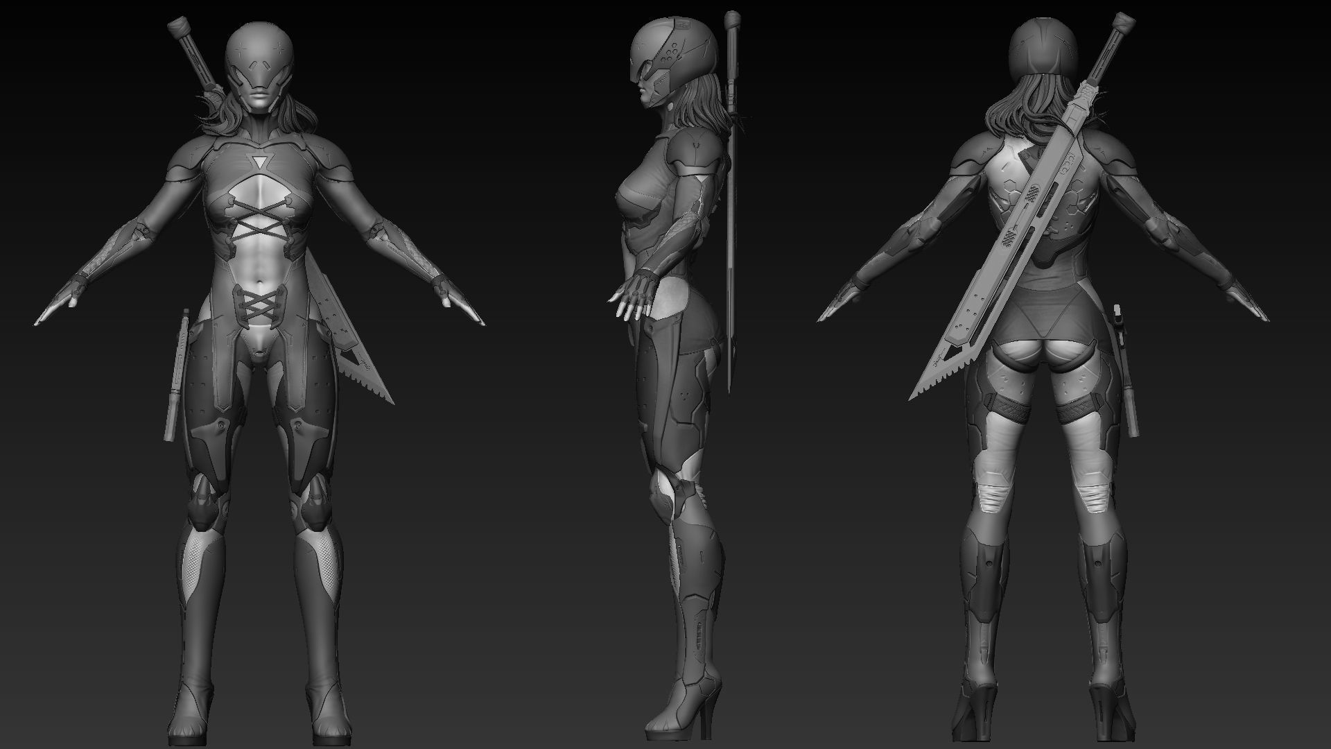 Cyberpunk Female Character 3D model_14