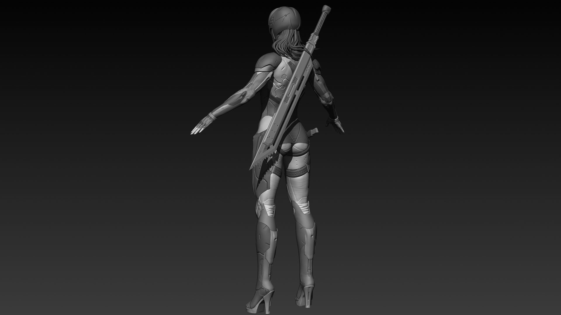Cyberpunk Female Character 3D model_3