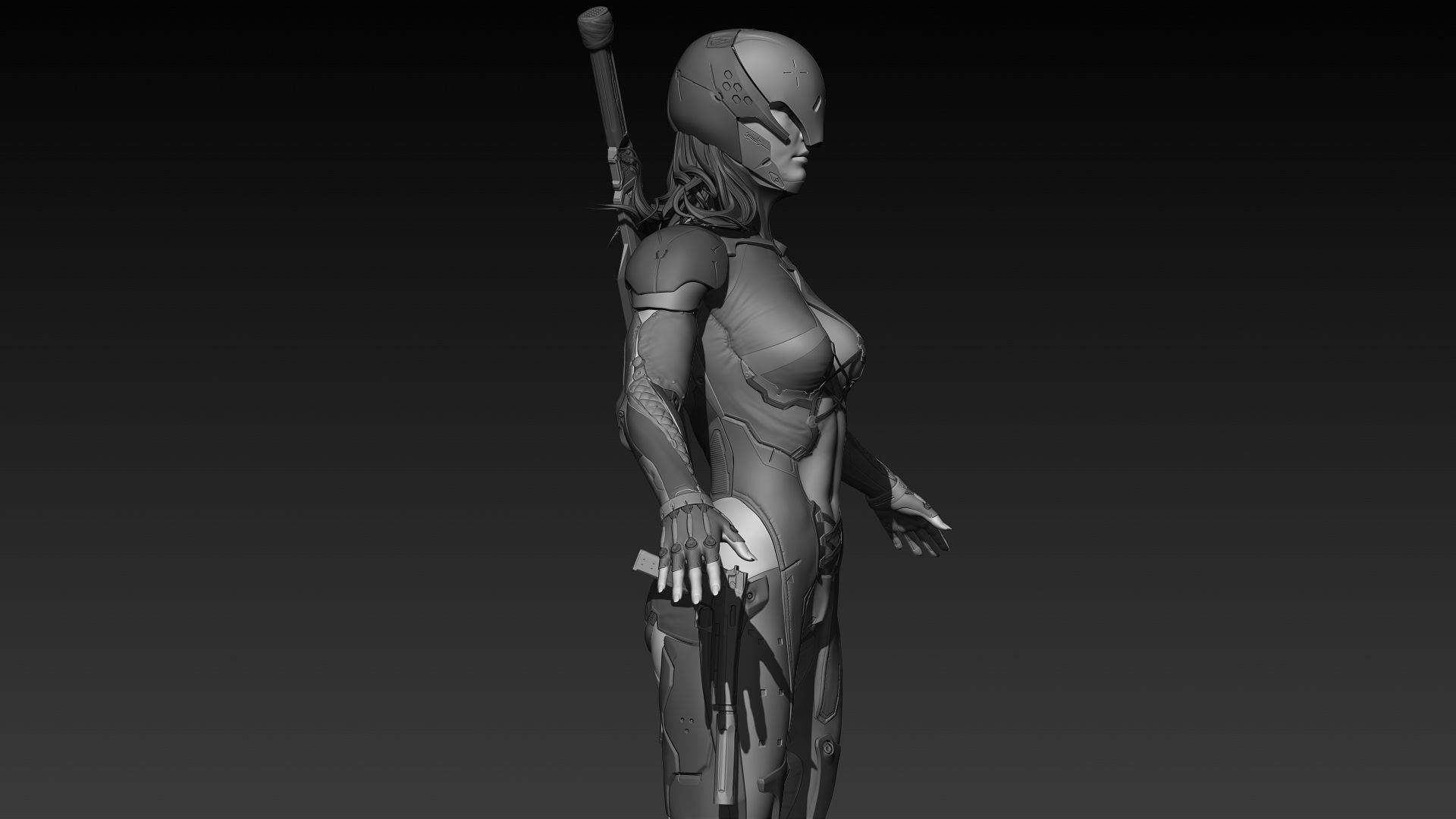 Cyberpunk Female Character 3D model_5