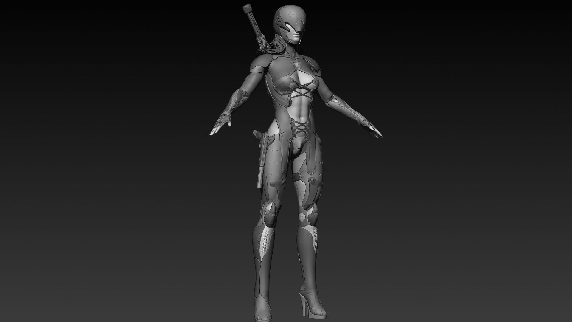 Cyberpunk Female Character 3D model_1