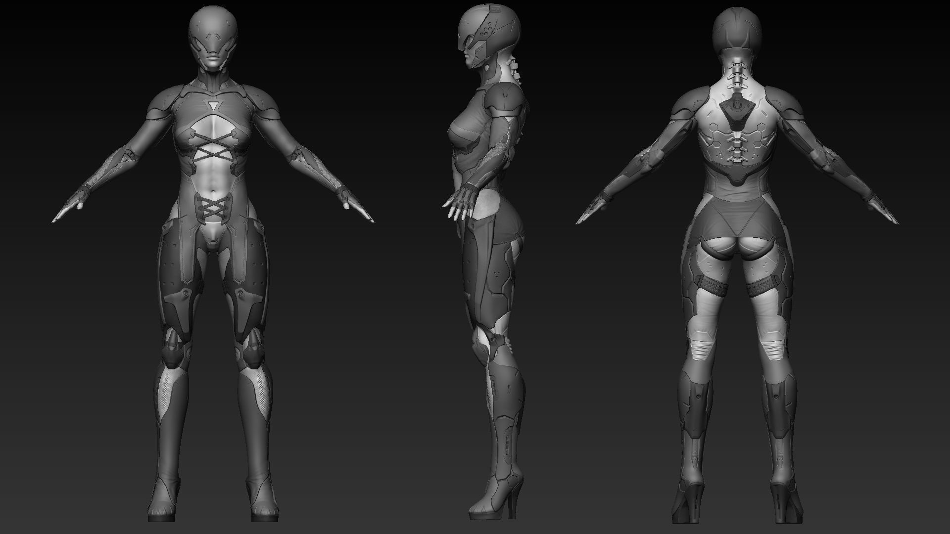 Cyberpunk Female Character 3D model_13