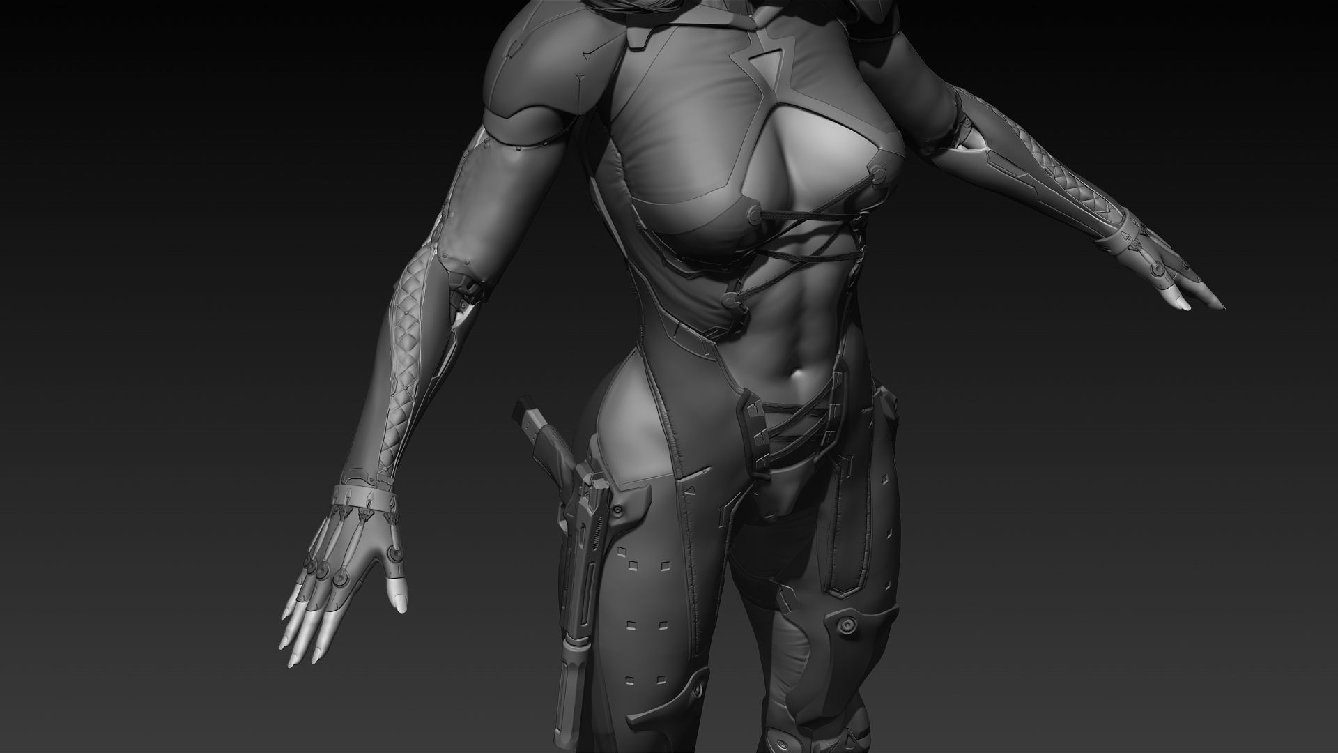 Cyberpunk Female Character 3D model_10
