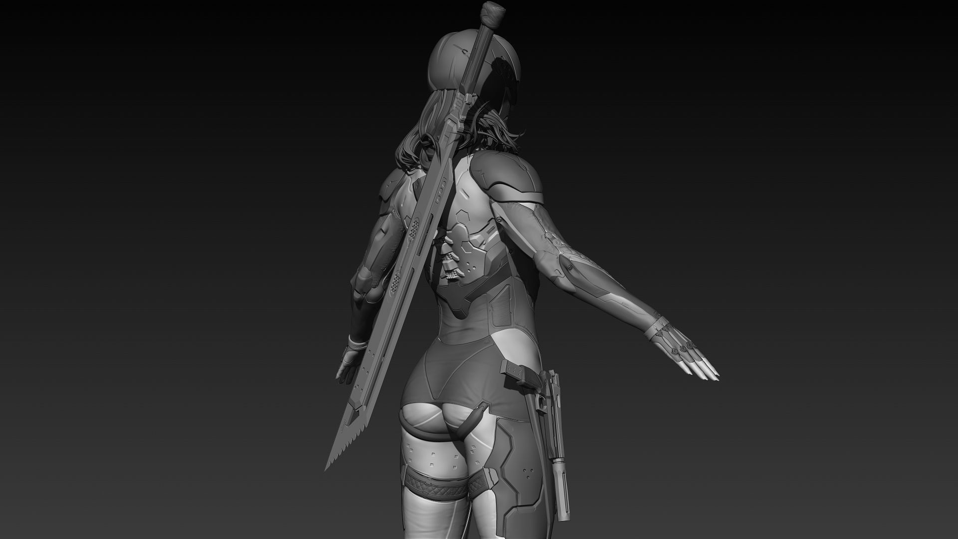 Cyberpunk Female Character 3D model_4
