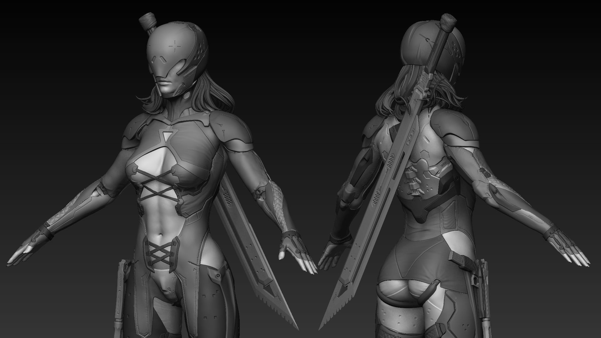 Cyberpunk Female Character 3D model_15