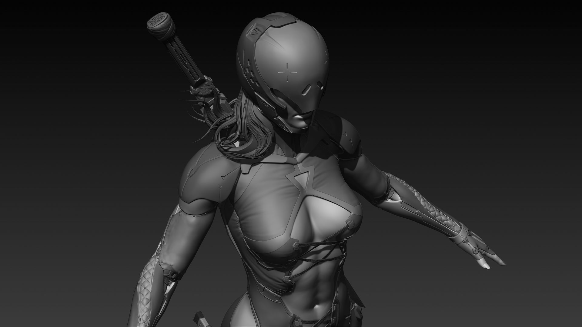 Cyberpunk Female Character 3D model_11