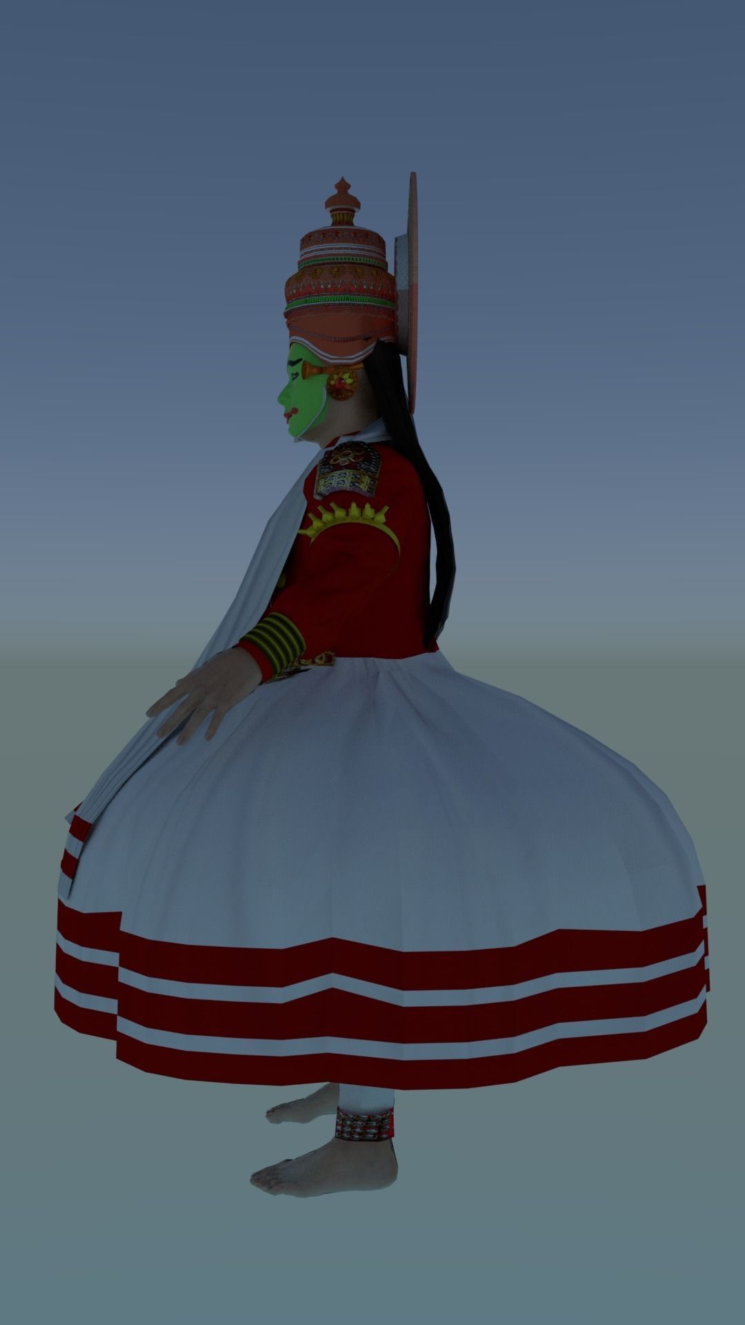Kathakali kerala dancer Low-poly 3D model_5
