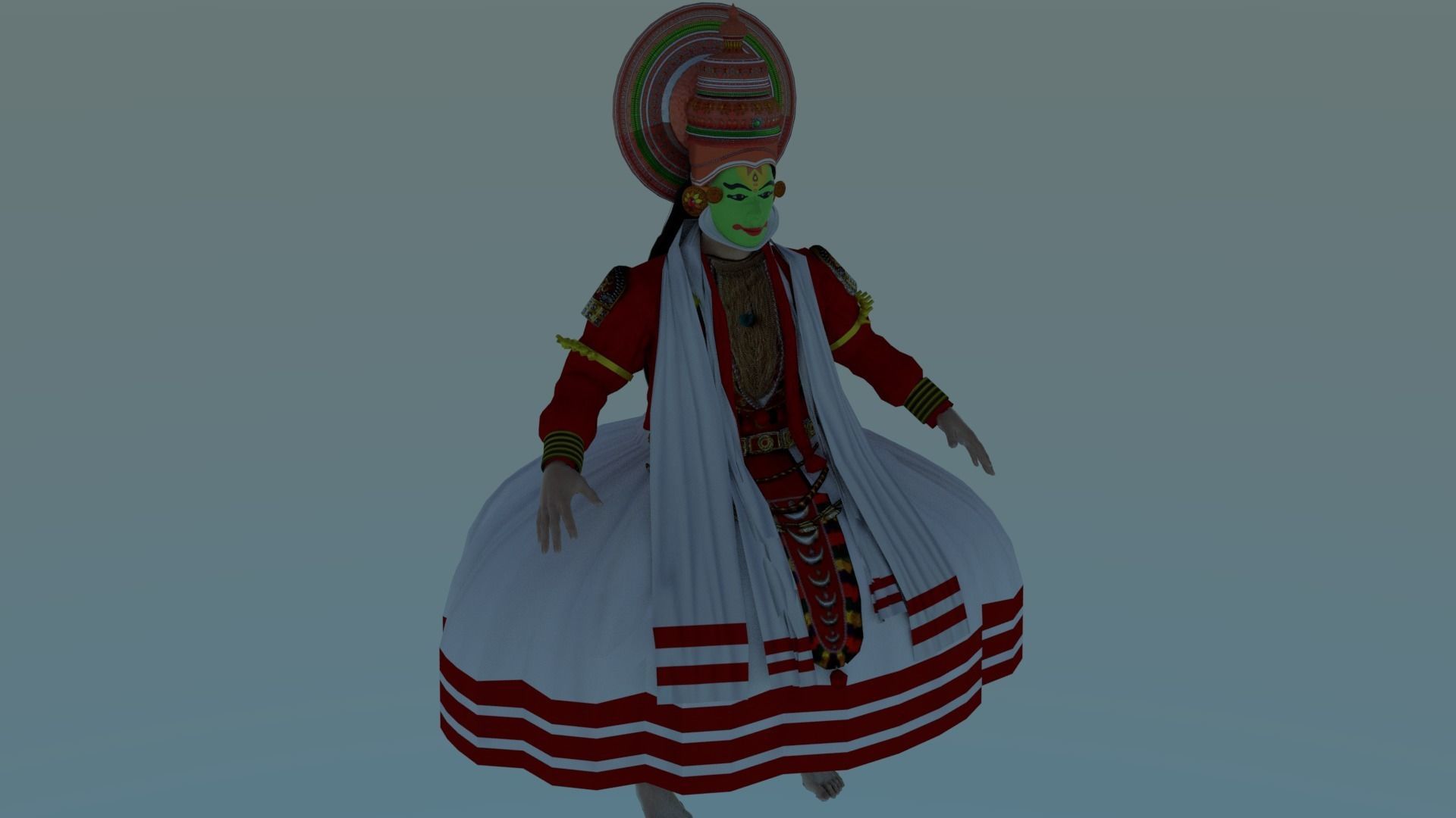 Kathakali kerala dancer Low-poly 3D model_7