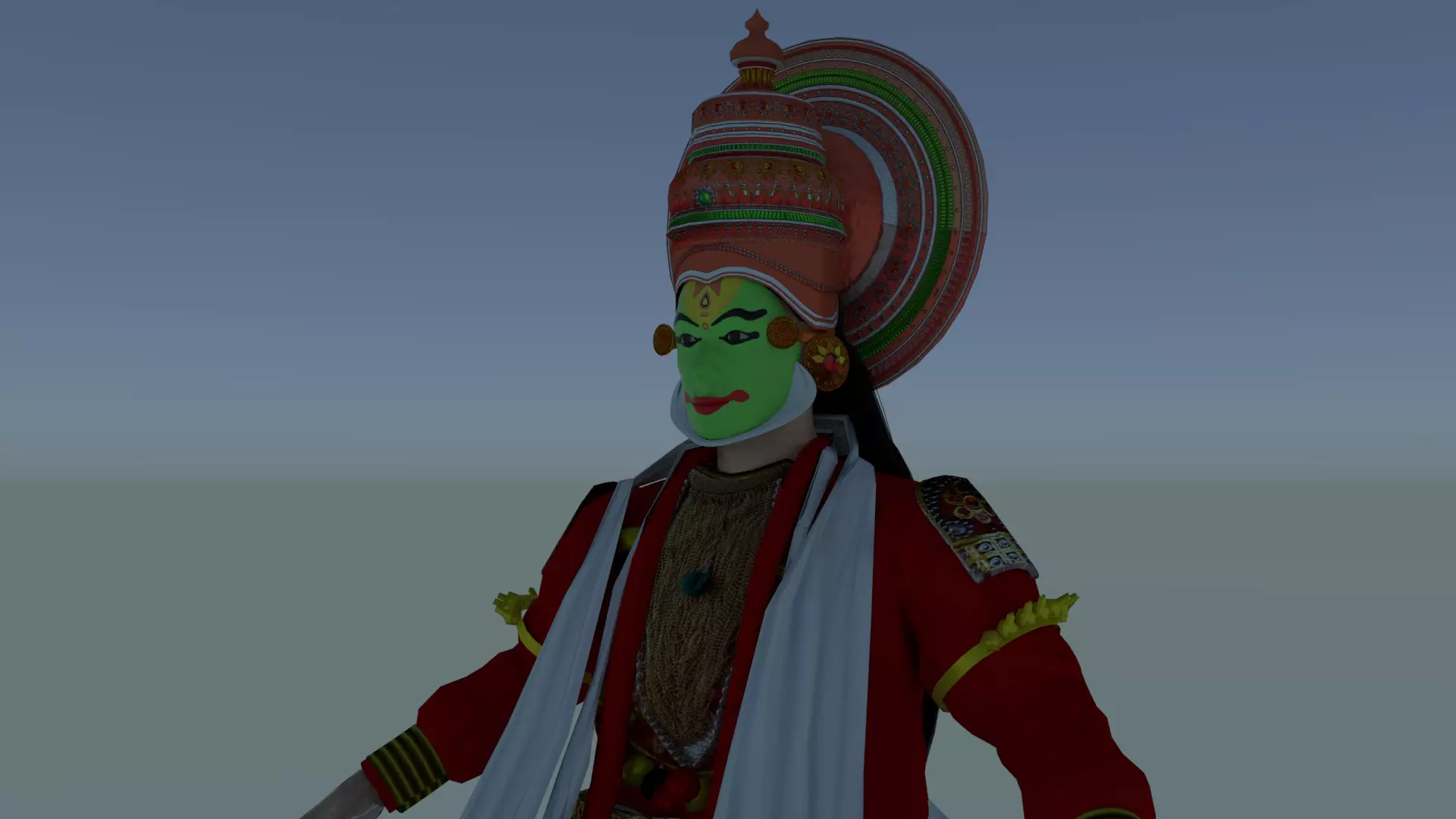 Kathakali kerala dancer Low-poly 3D model_0
