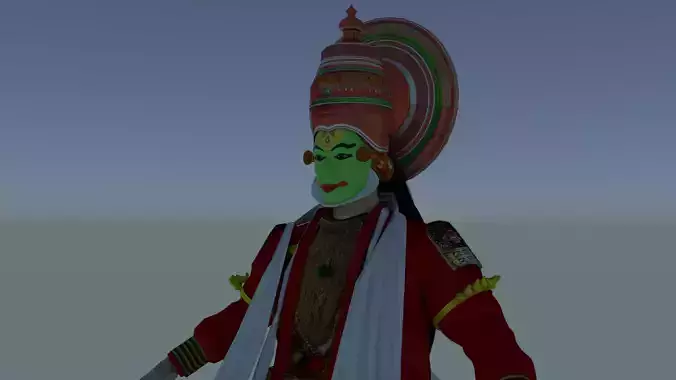 Kathakali kerala dancer Low-poly 3D model
