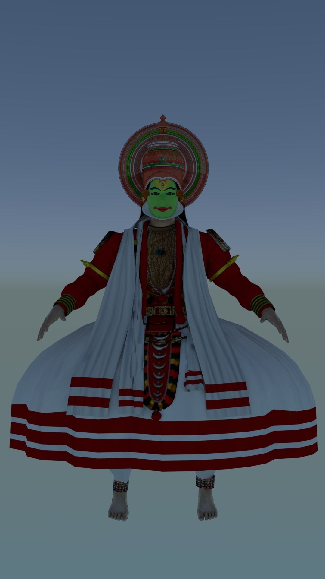 Kathakali kerala dancer Low-poly 3D model_3