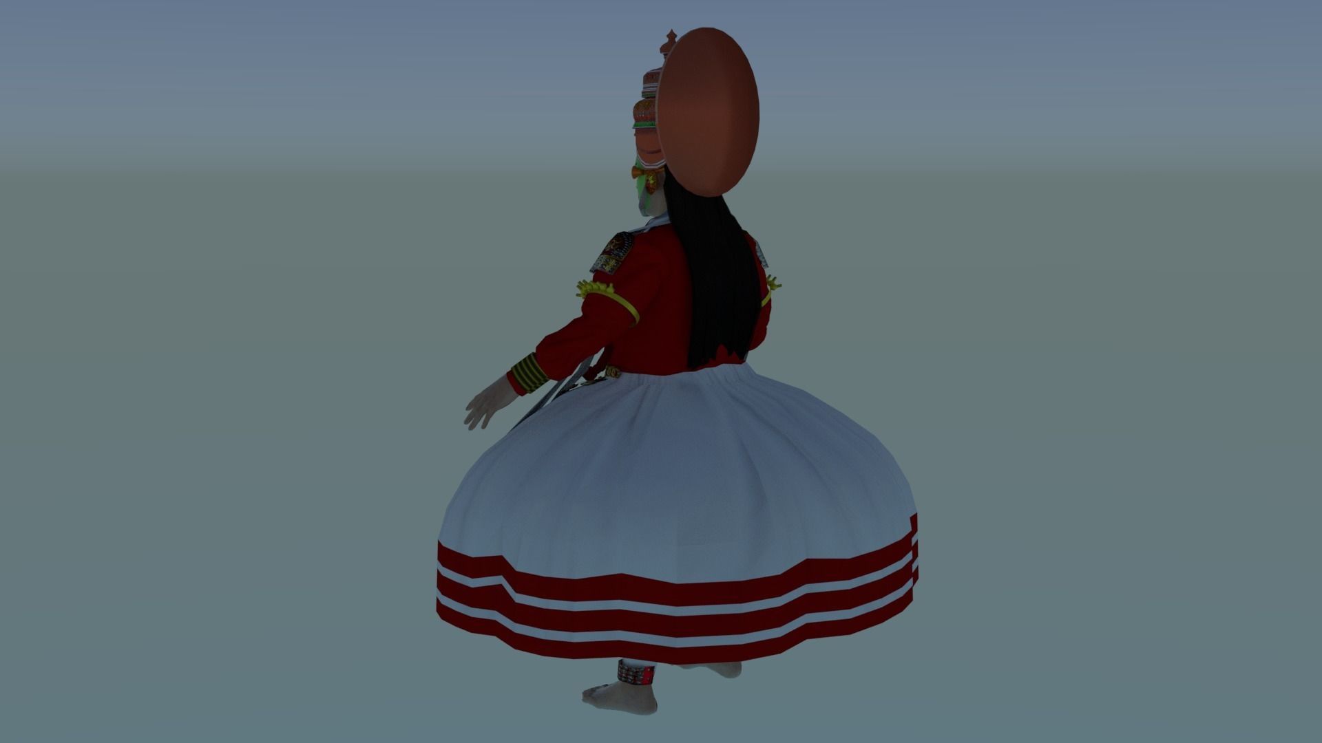 Kathakali kerala dancer Low-poly 3D model_6