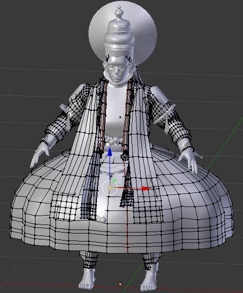Kathakali kerala dancer Low-poly 3D model_10