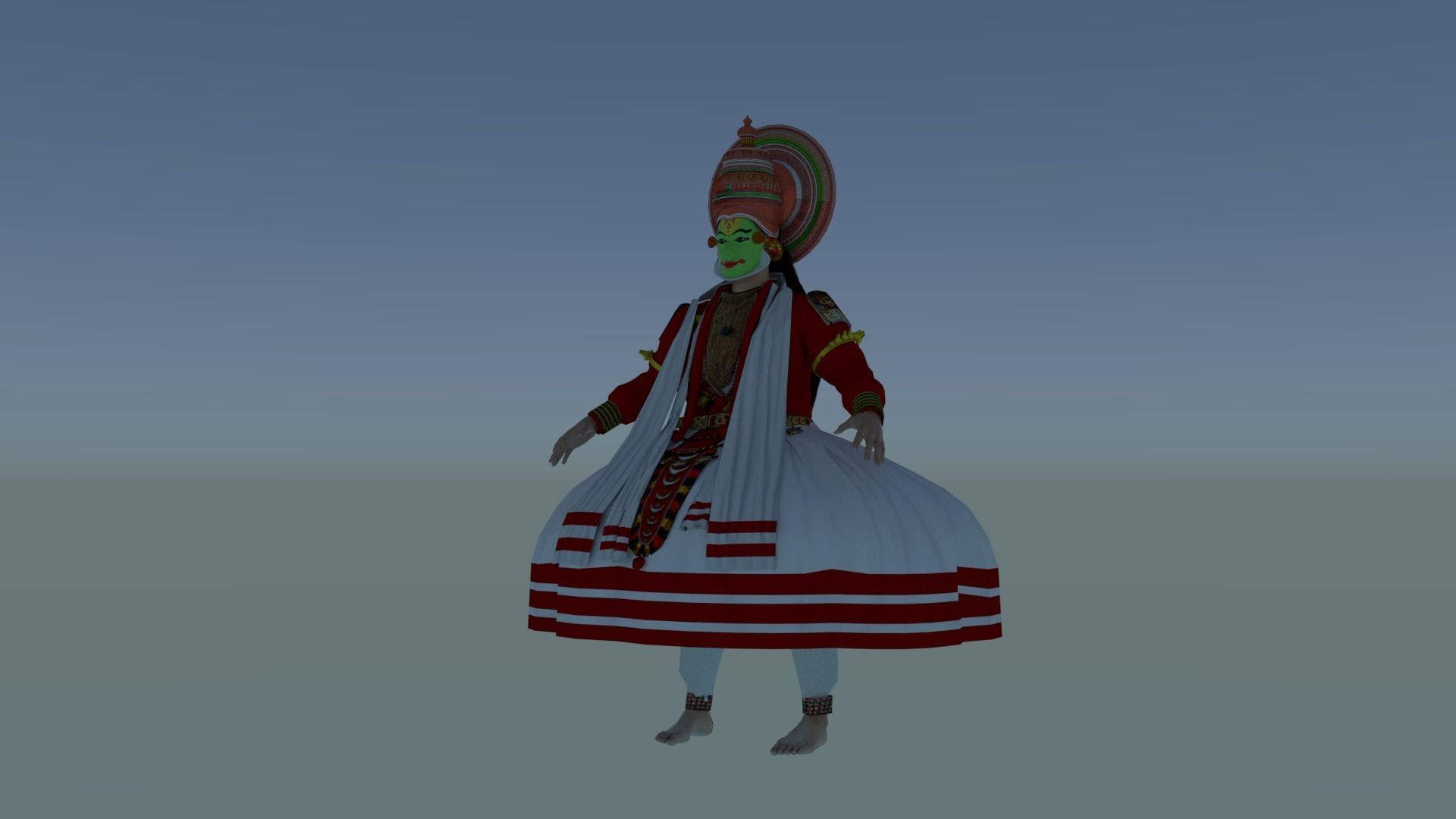 Kathakali kerala dancer Low-poly 3D model_4
