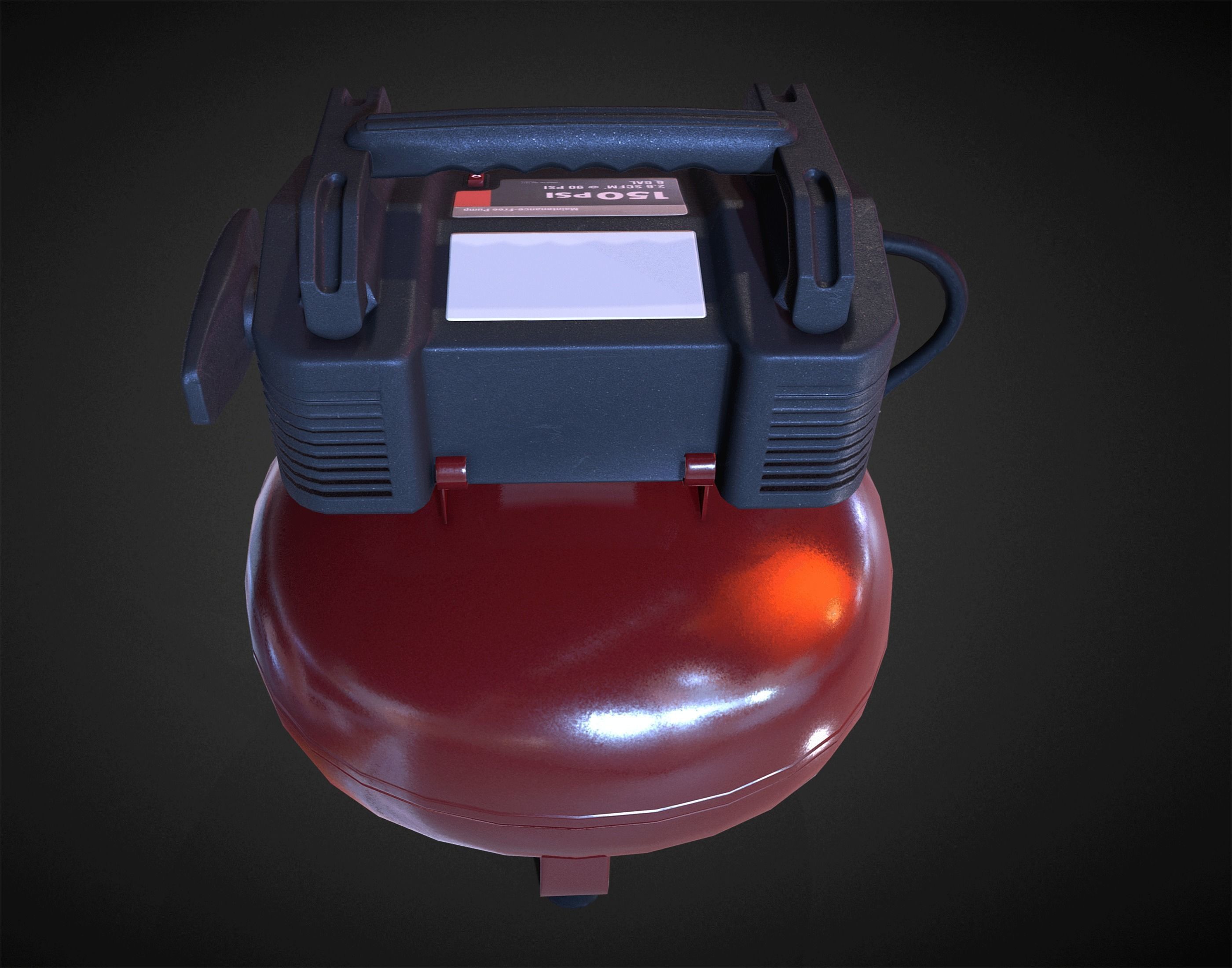 Hend Held Air Compressor - Low Poly Low-poly 3D model_7