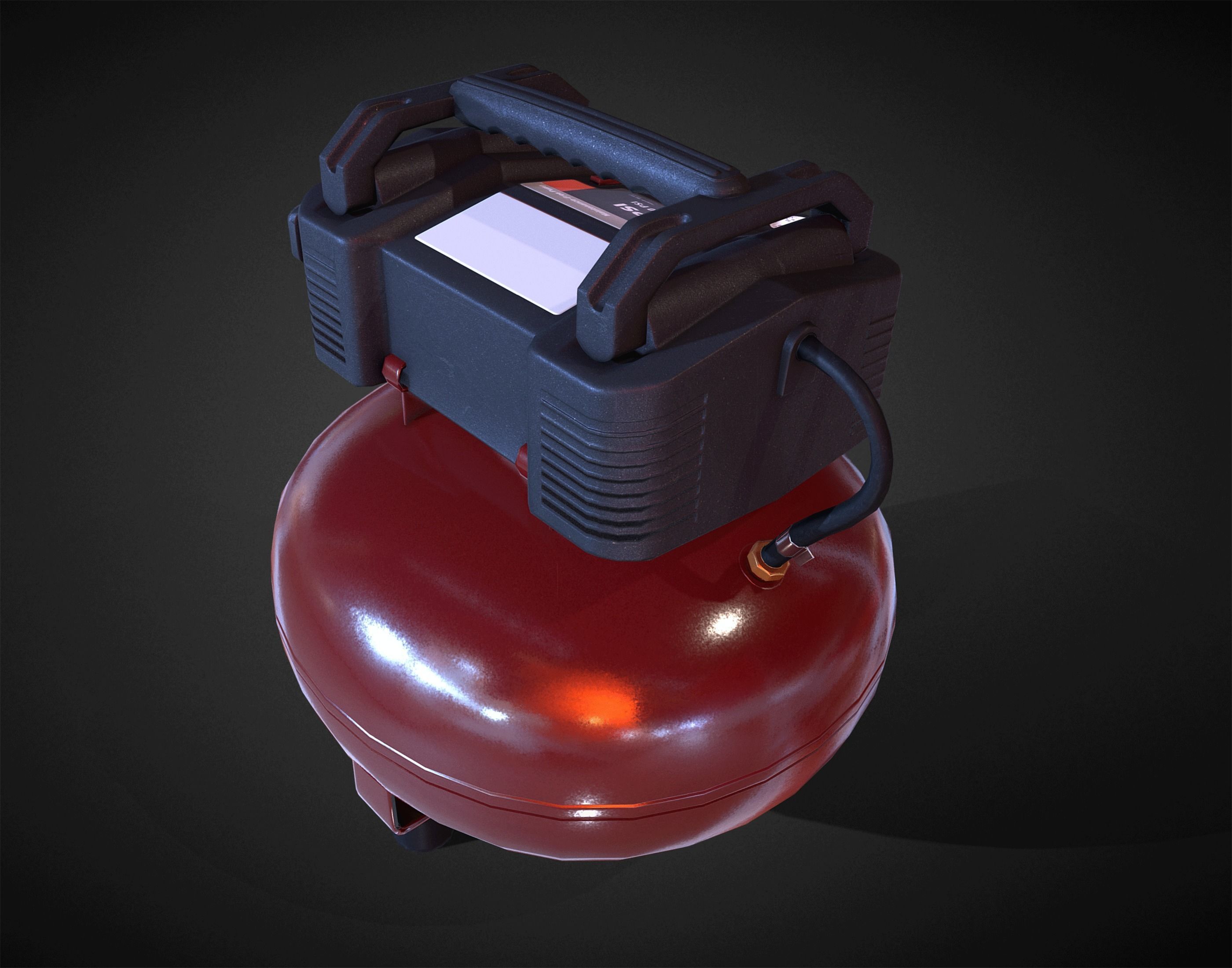 Hend Held Air Compressor - Low Poly Low-poly 3D model_6