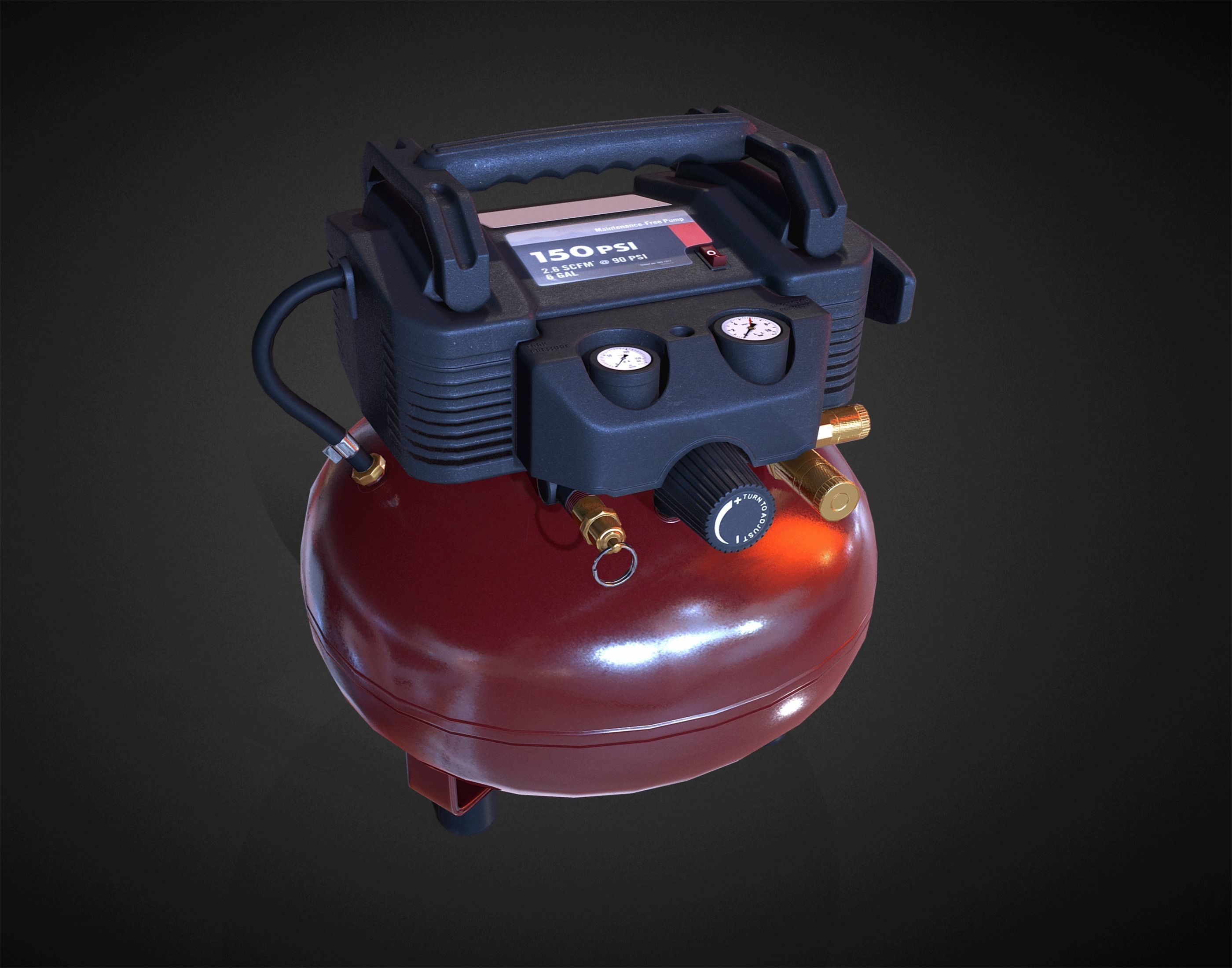 Hend Held Air Compressor - Low Poly Low-poly 3D model_4