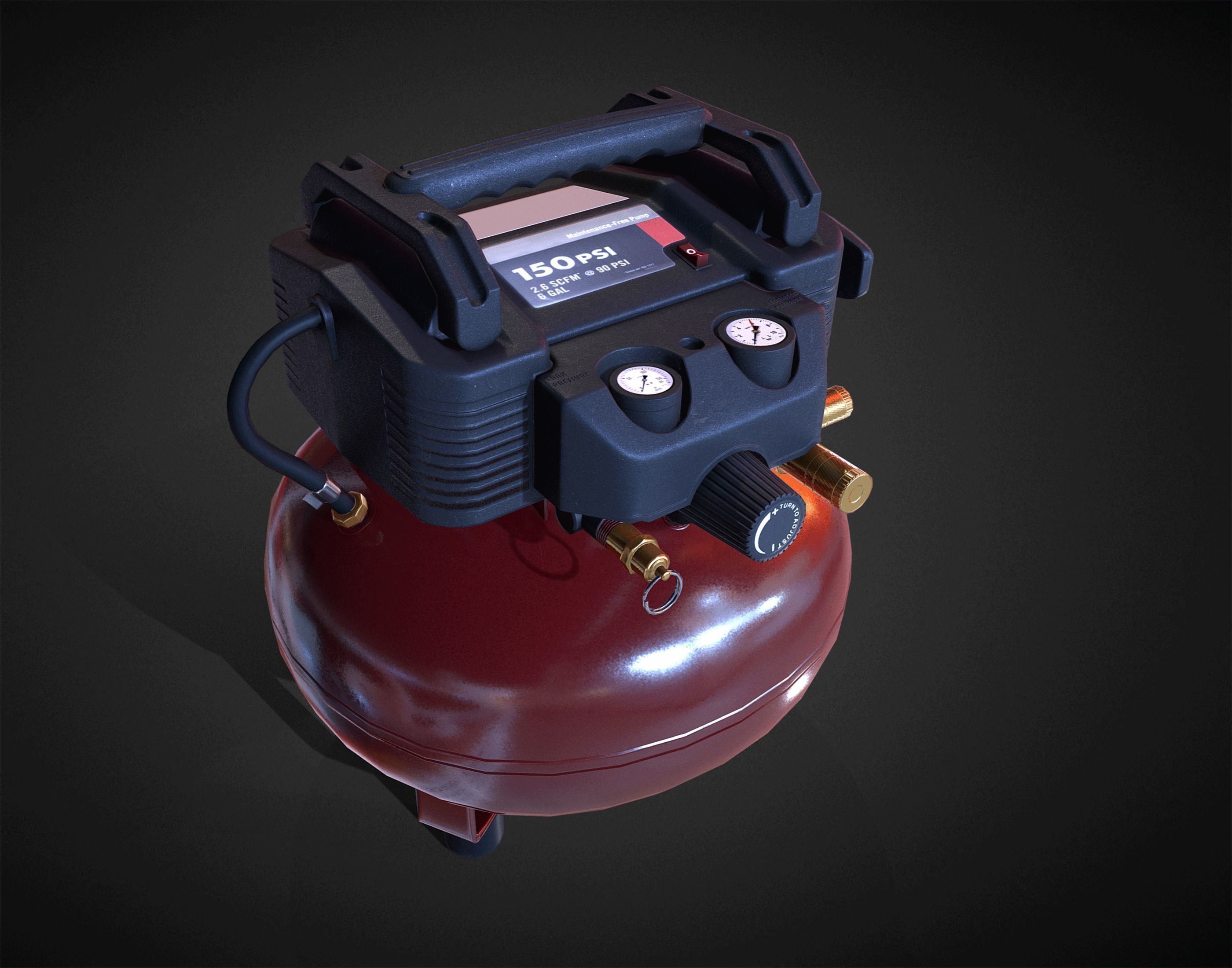 Hend Held Air Compressor - Low Poly Low-poly 3D model_3