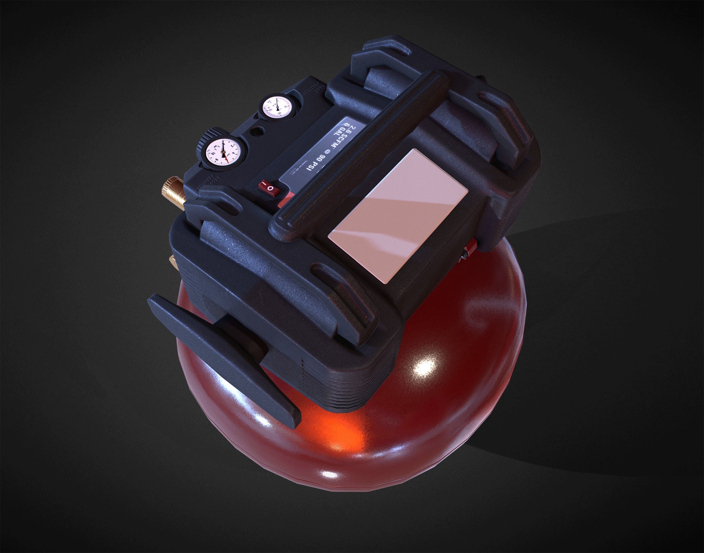 Hend Held Air Compressor - Low Poly Low-poly 3D model_8
