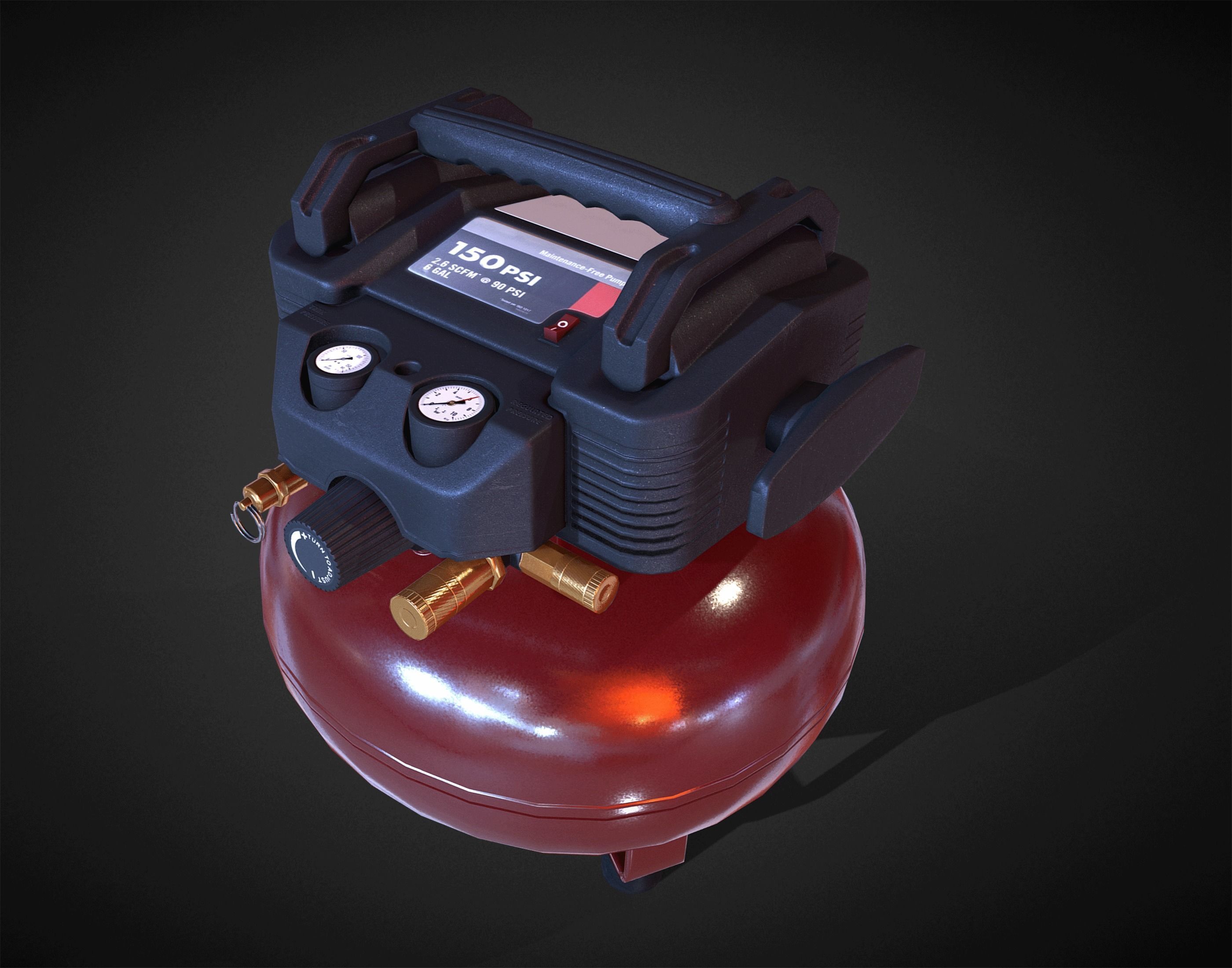 Hend Held Air Compressor - Low Poly Low-poly 3D model_10