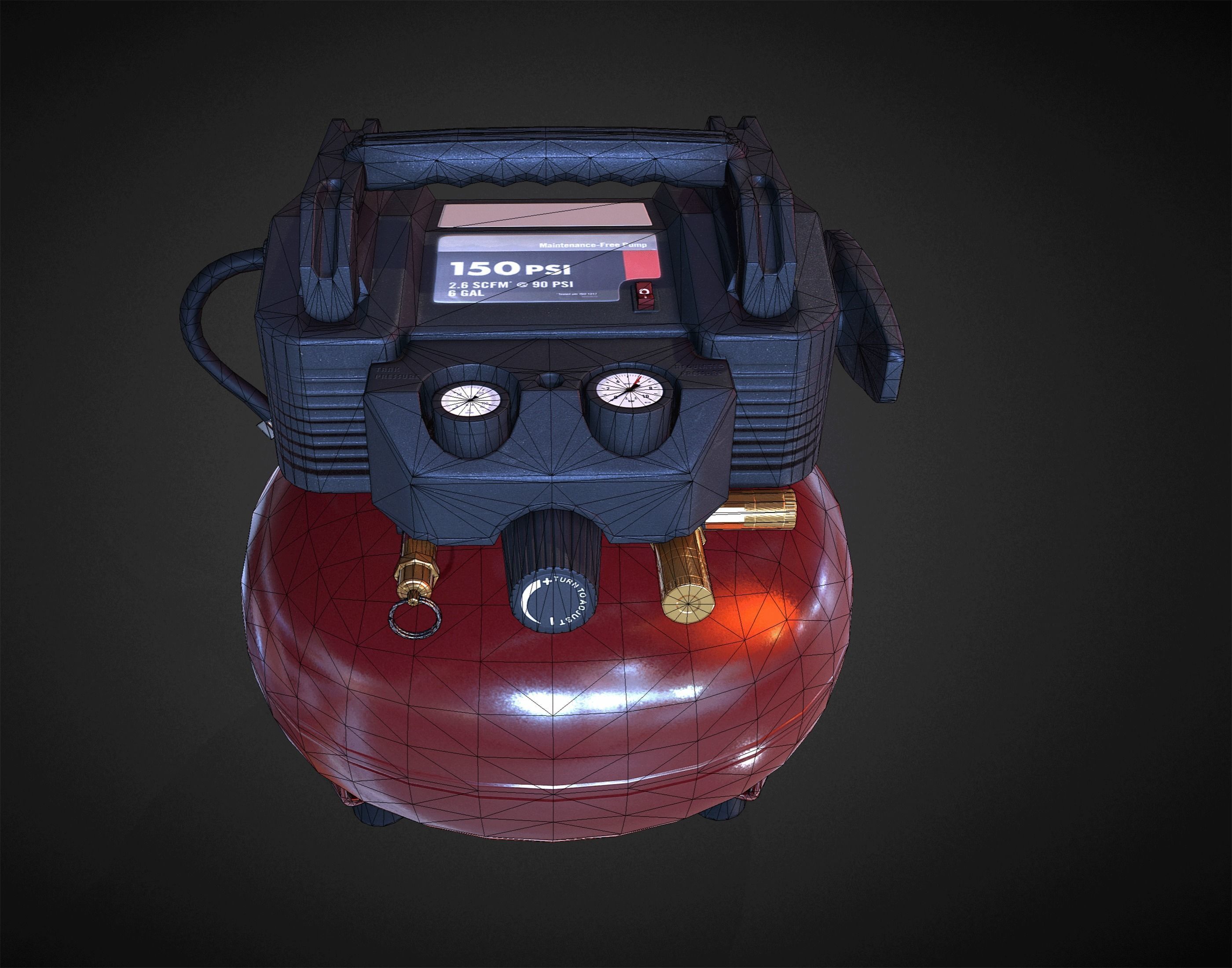 Hend Held Air Compressor - Low Poly Low-poly 3D model_2