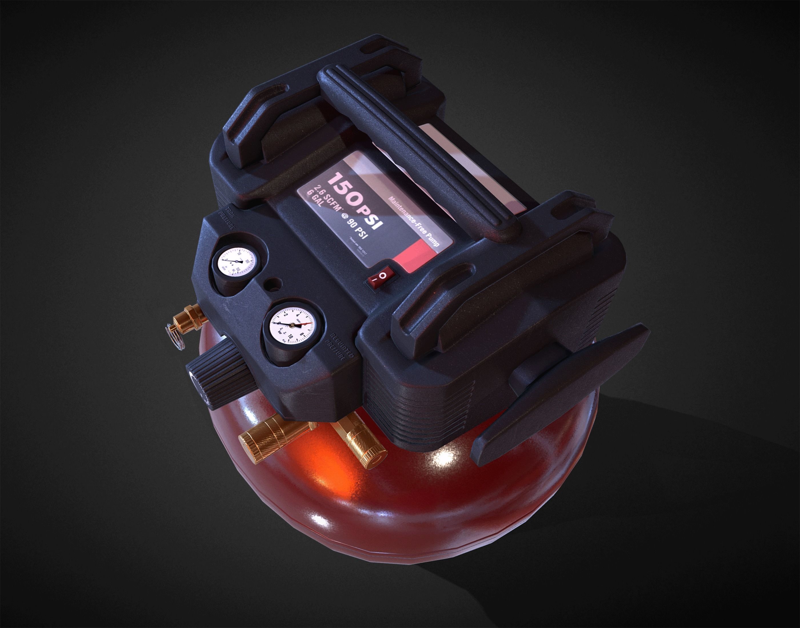 Hend Held Air Compressor - Low Poly Low-poly 3D model_9