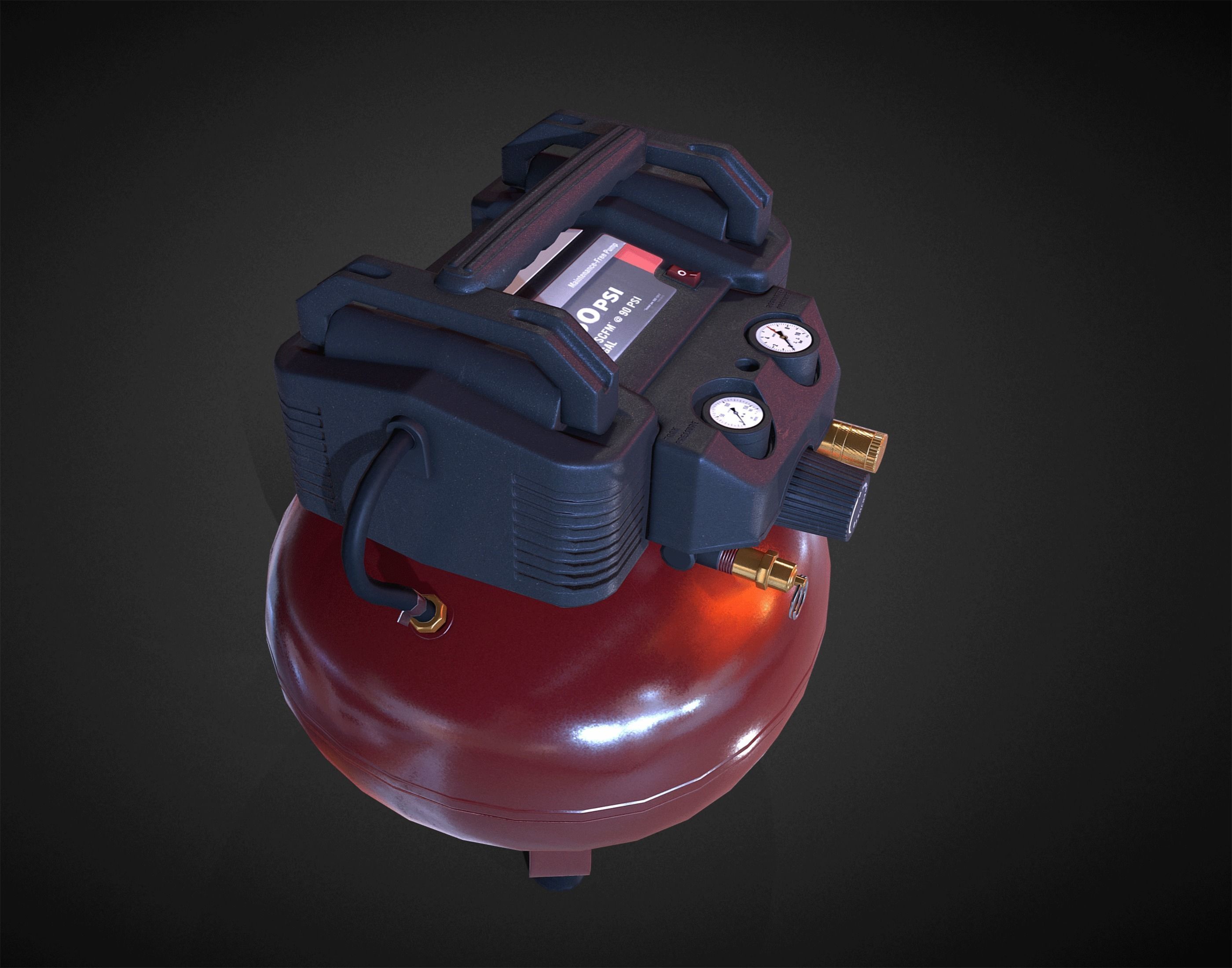 Hend Held Air Compressor - Low Poly Low-poly 3D model_5