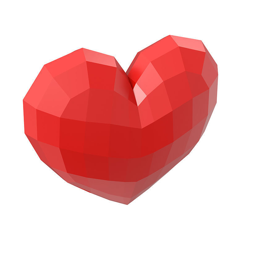 Heart Simple  Low-poly 3D model_4