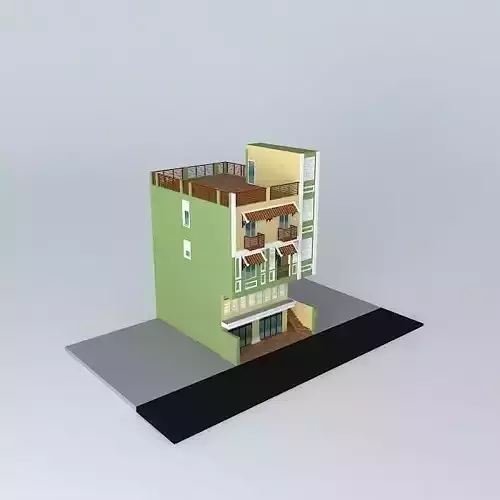 Flat building 3D model