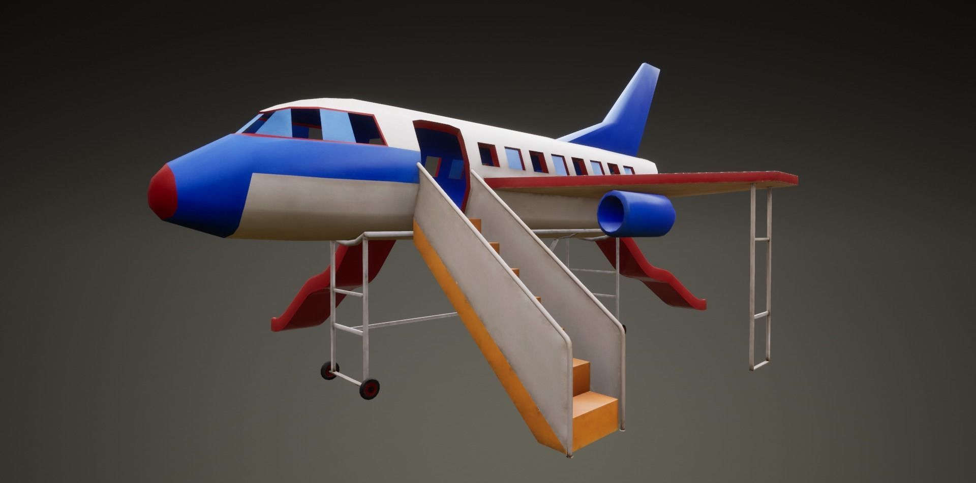 3D low poly PBR playground airplane slide  Low-poly 3D model_2