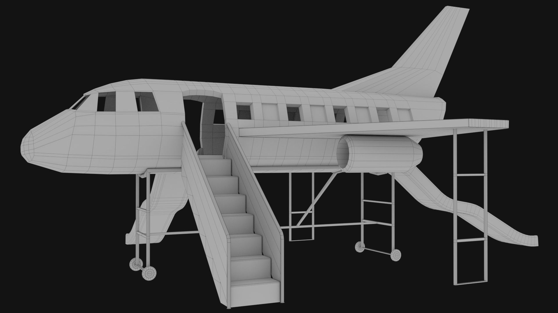 3D low poly PBR playground airplane slide  Low-poly 3D model_11