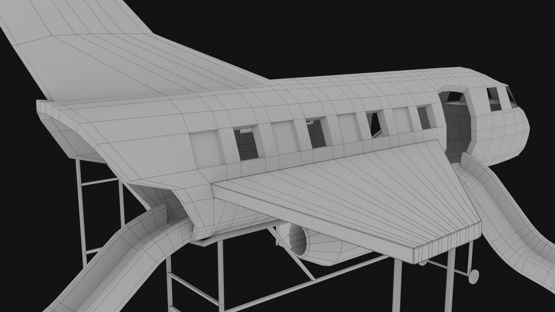 3D low poly PBR playground airplane slide  Low-poly 3D model_14