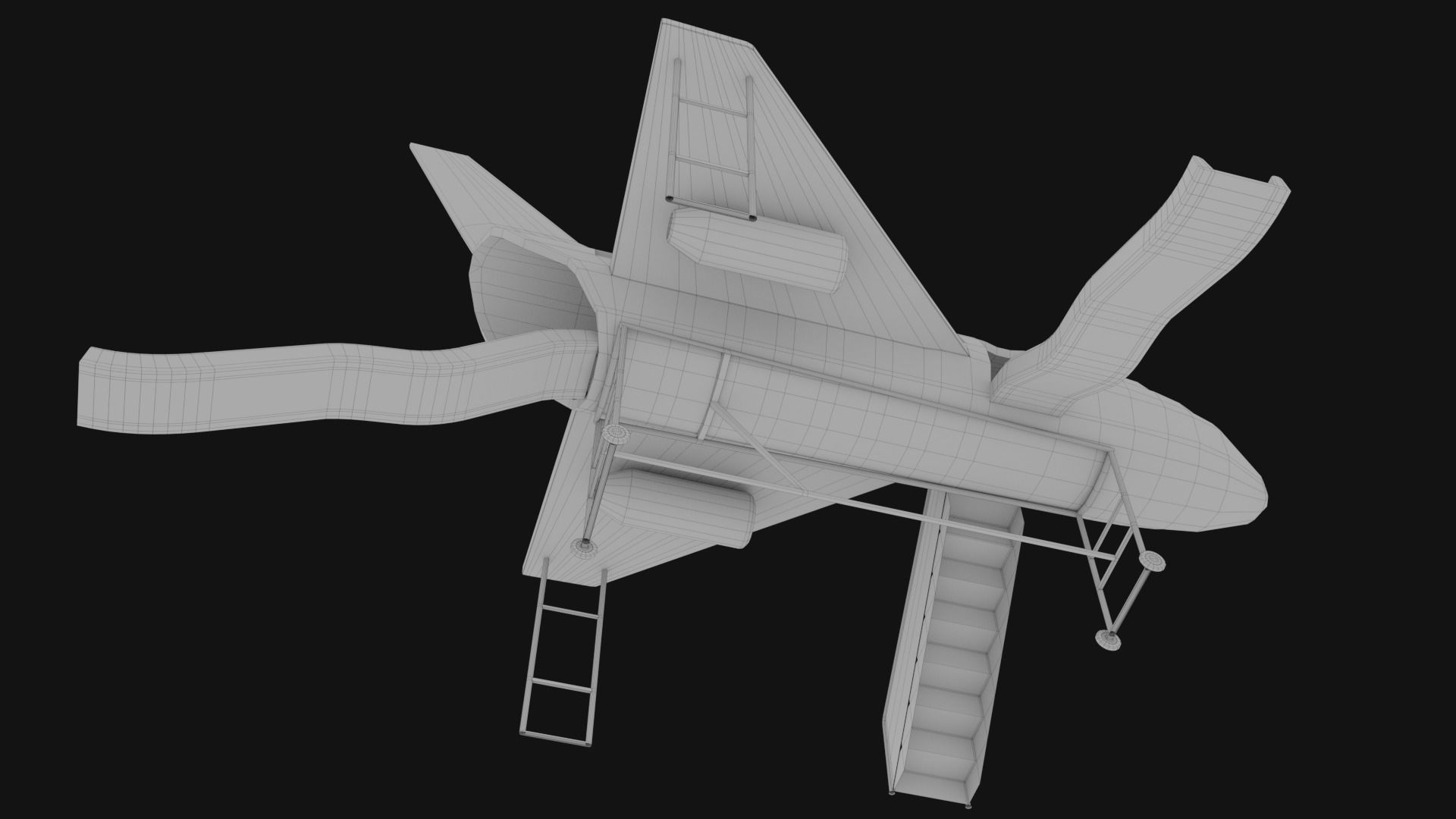 3D low poly PBR playground airplane slide  Low-poly 3D model_15