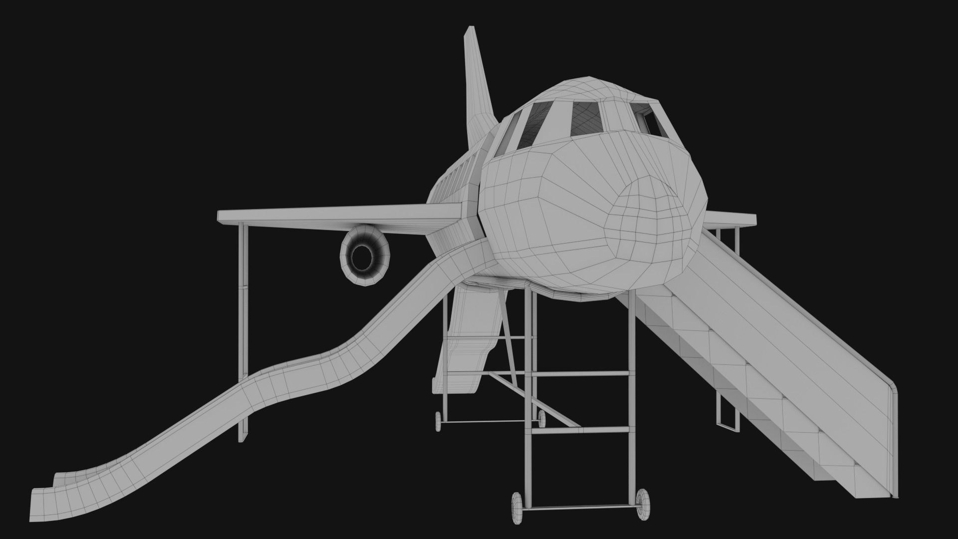 3D low poly PBR playground airplane slide  Low-poly 3D model_10