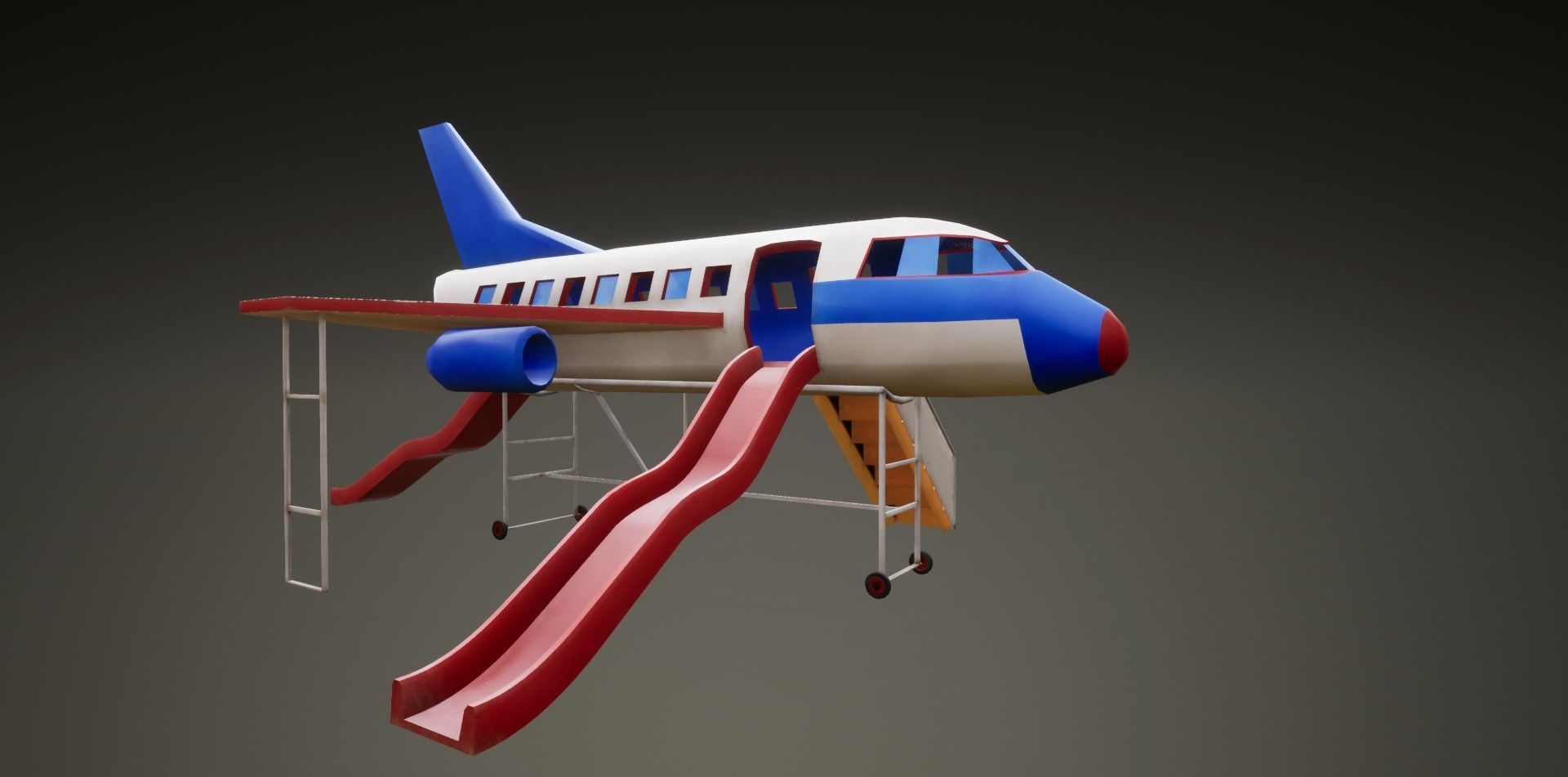 3D low poly PBR playground airplane slide  Low-poly 3D model_6