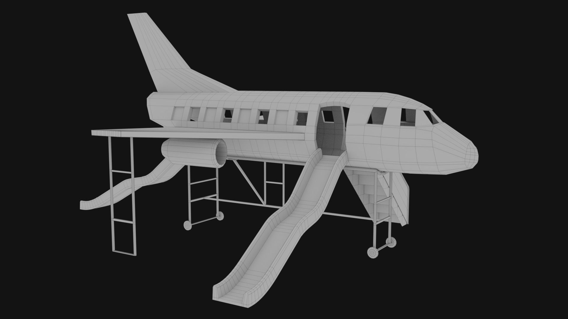 3D low poly PBR playground airplane slide  Low-poly 3D model_8