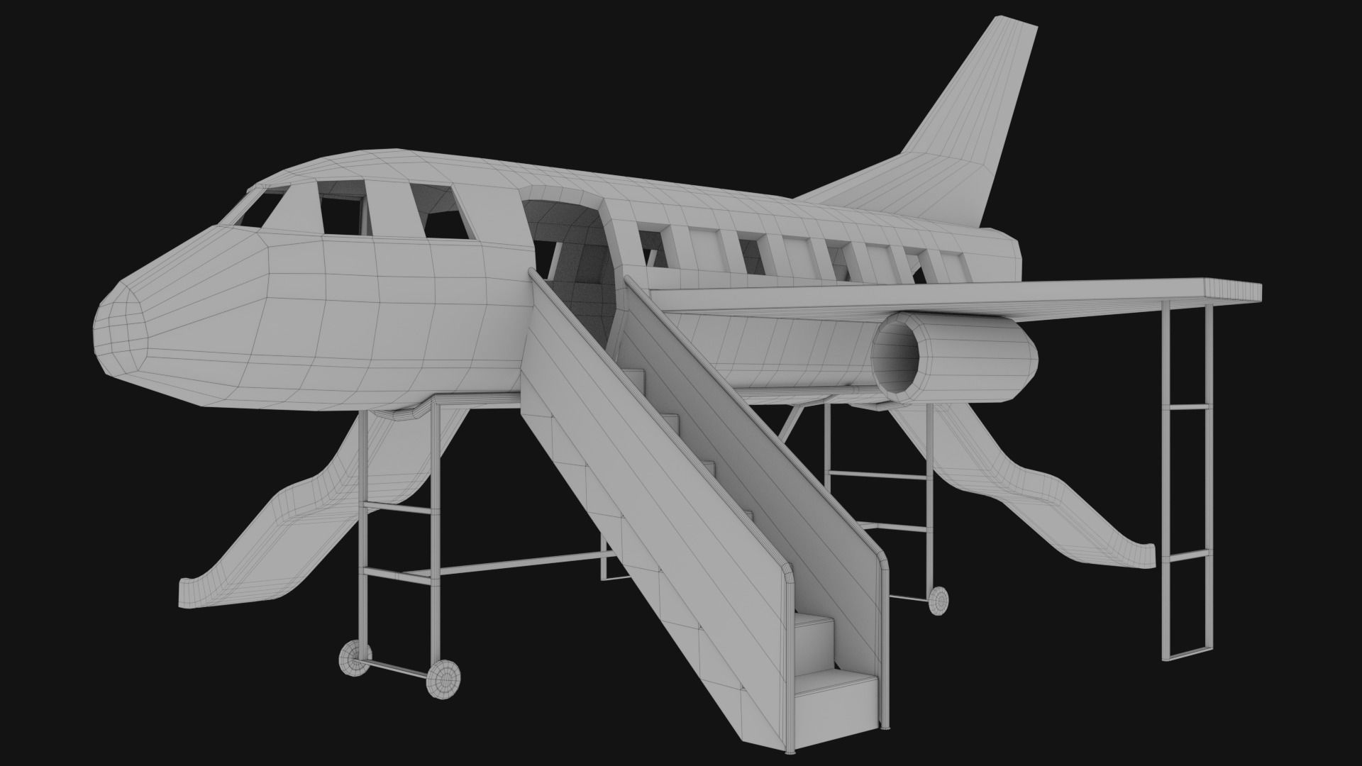 3D low poly PBR playground airplane slide  Low-poly 3D model_9
